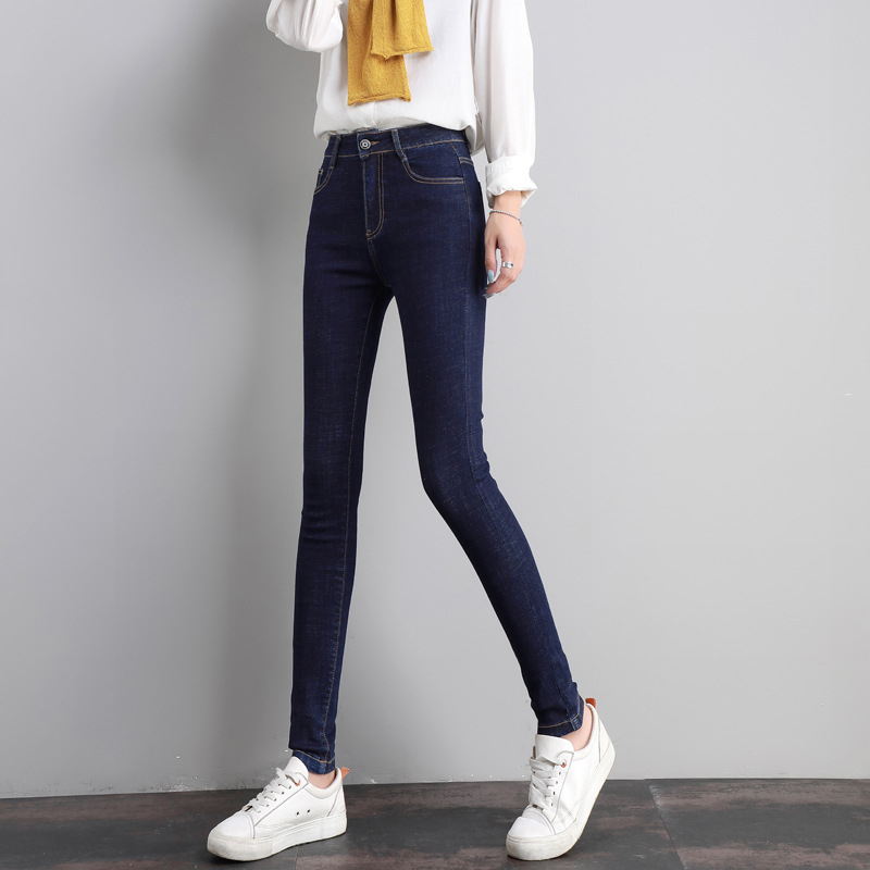 Ženske skinny traperice s visokim strukom, elastične, denim, retro korejskog stila