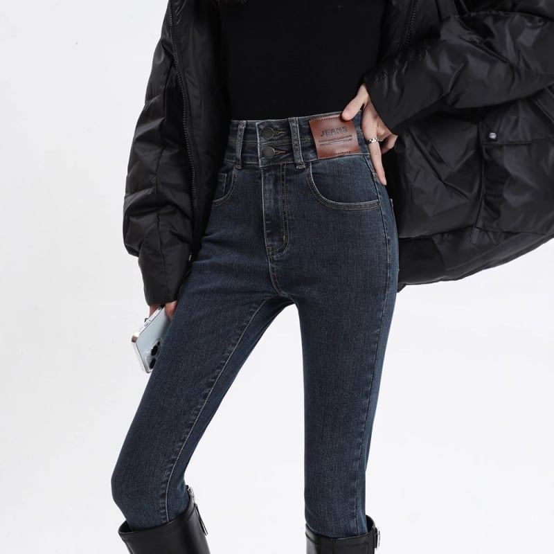 Ženske vintage uske traperice s visokim strukom, denim, pencil stil, jesen 2024
