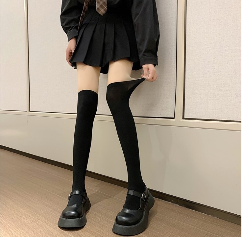 Pantyhose s iluzijom bedra, prozirne crne čarape, noćni klub stil