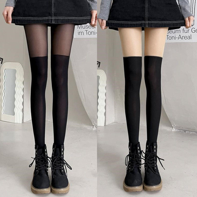 Pantyhose s iluzijom bedra, prozirne crne čarape, noćni klub stil