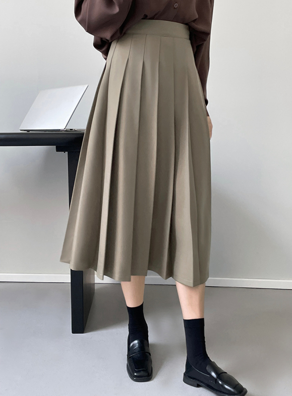 Suknja plisirana u francuskom stilu za žene, visok pojas, midi duljine, A-linija, vitka i elegantna (5127)