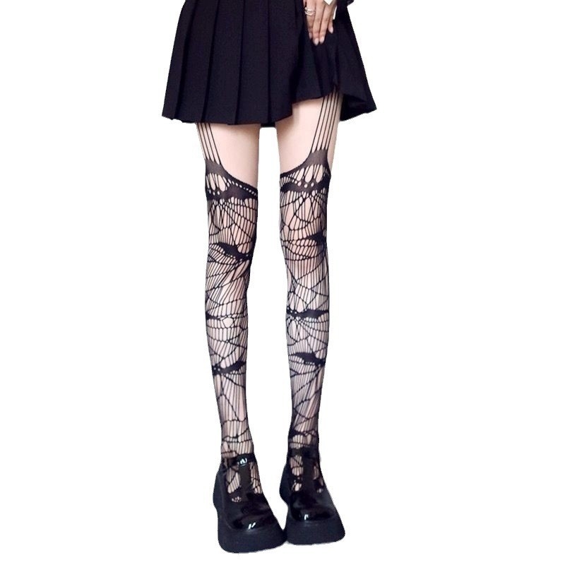 Seksi mrežaste čarape s izrezom u obliku šišmiša, Lolita punk JK stil