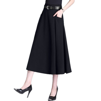 Ženska A-linijska midi suknja s visokim strukom, jednobojna, elegantna, Harajuku stil