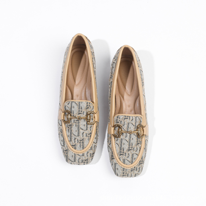 Proljeće 2024: Ženske slip-on loafers s platnenim gornjim dijelom, kvadratni vrh, plus size, casual