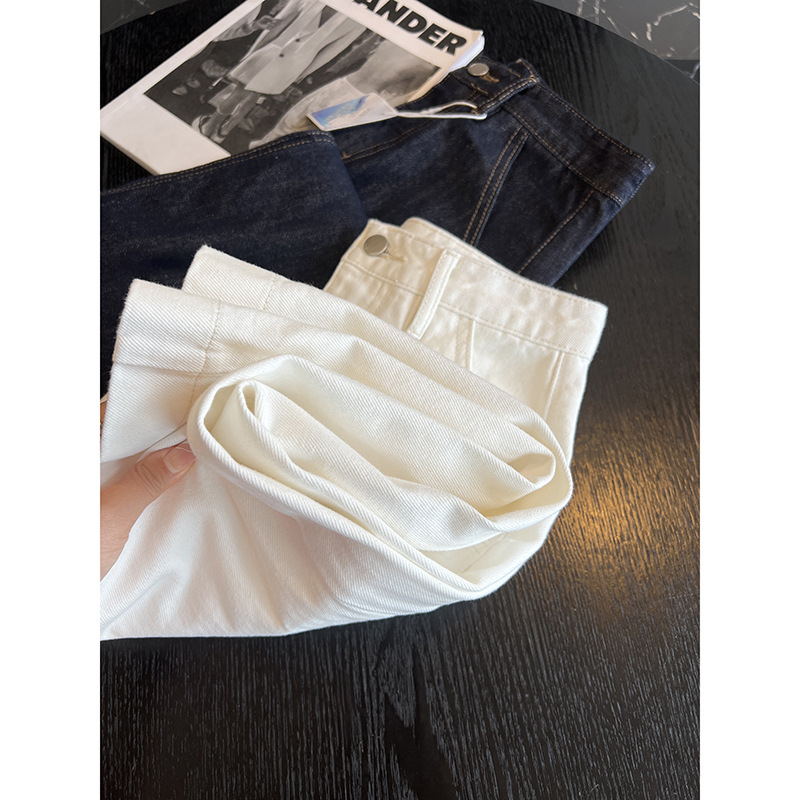 Ženska jeans midi suknja A-linije s visokim strukom i stražnjim šlicom