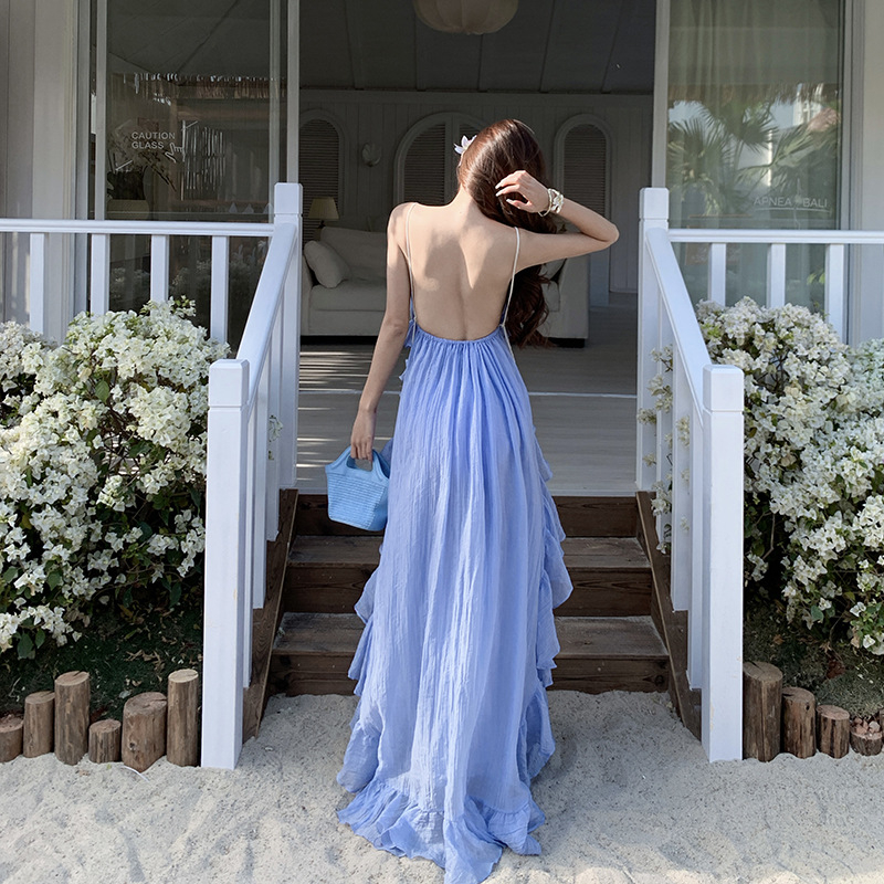 Κίτρινο φόρεμα chiffon για διακοπές στην παραλία, Α γραμμή, V λαιμός, χωρίς μανίκια, καλοκαίρι 2026