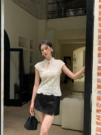 Xiuxixi jacquard satenska kratka suknja s tiskom, visokim pojasom