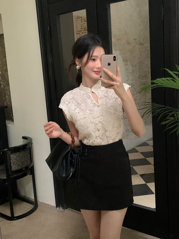 Xiuxixi jacquard satenska kratka suknja s tiskom, visokim pojasom