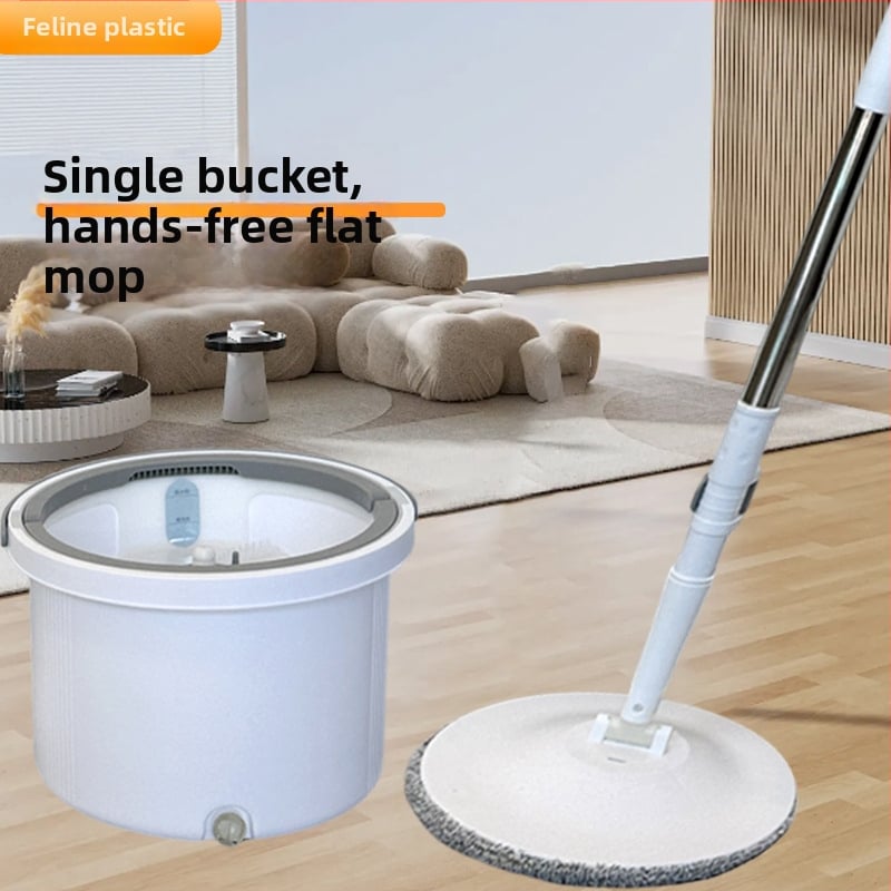 Otočný bezdotykový mop s okrúhym vedrom, na suché aj mokré upratovanie, pre domácnosť
