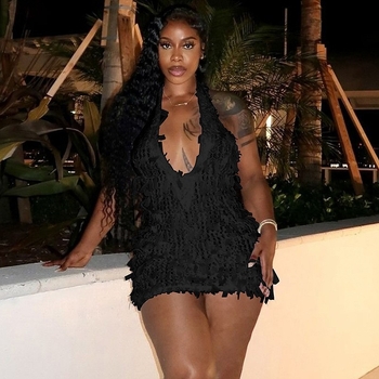 Sexy φόρεμα bodycon με halter-neck, ανοιχτή πλάτη, δέσιμο με κορδόνι, βαθύ V ντεκολτέ