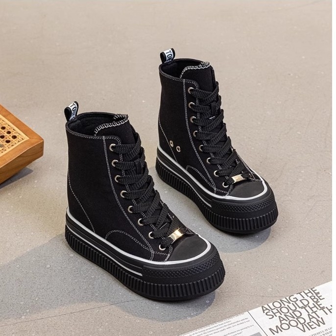 Ženske platnene tenisice s 8 cm povećanjem visine, visoka platforma, casual obuća