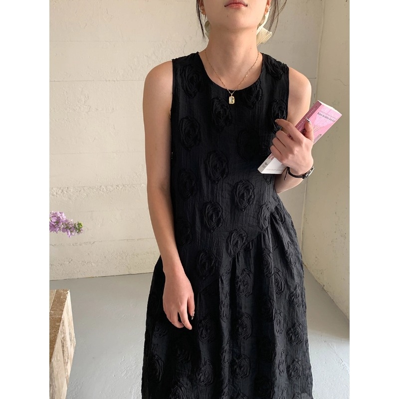 Φόρεμα χωρίς μανίκια Moonlight Rose με Jacquard κέντημα, χαλαρό κόψιμο, ZY2978