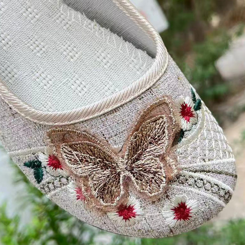 Ženske platnene cipele u stilu Starog Pekinga, s izšivenim detaljima, etničkim Hanfu stilom, meka podloga, protuklizne, ravne, udobne ženske cipele