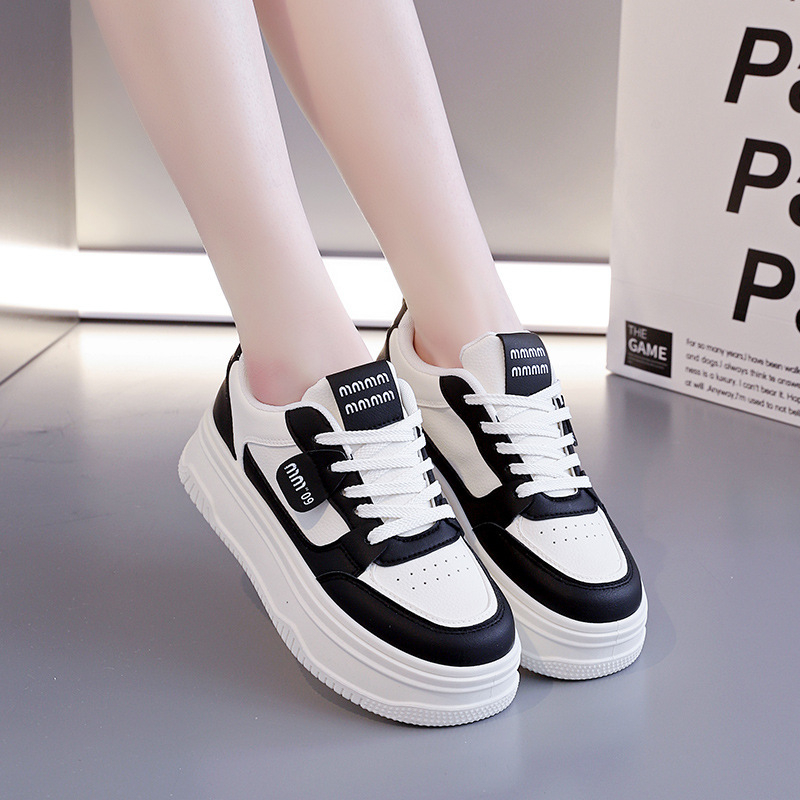 2025 proljeće bijele tenisice s platformom za žene, korejski stil, casual streetwear