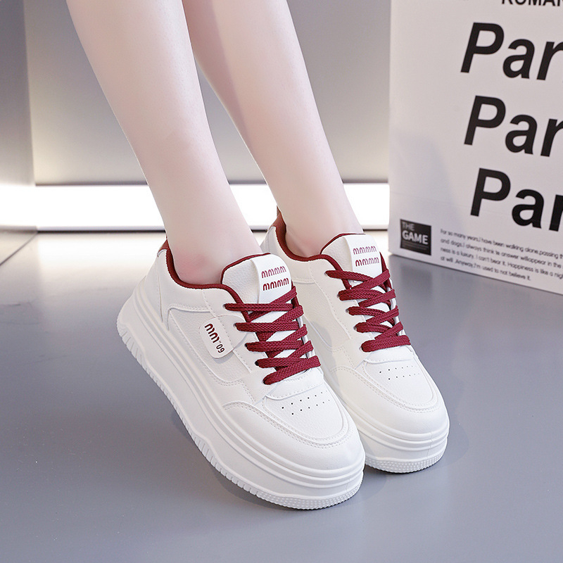 2025 proljeće bijele tenisice s platformom za žene, korejski stil, casual streetwear