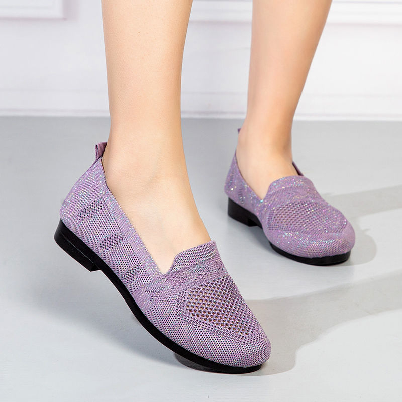 Ženske mokasine Old Beijing od platna, prozračni mrežasti gornji dio s izrezima, slip-on za unutarnju i vanjsku upotrebu