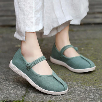 Ženske tenisice visokog profila od platna s gornjim dijelom od pamuka i lana, mekana gumena potplat, Hanfu etno stil, Lolita inspiracija, proljeće 2019