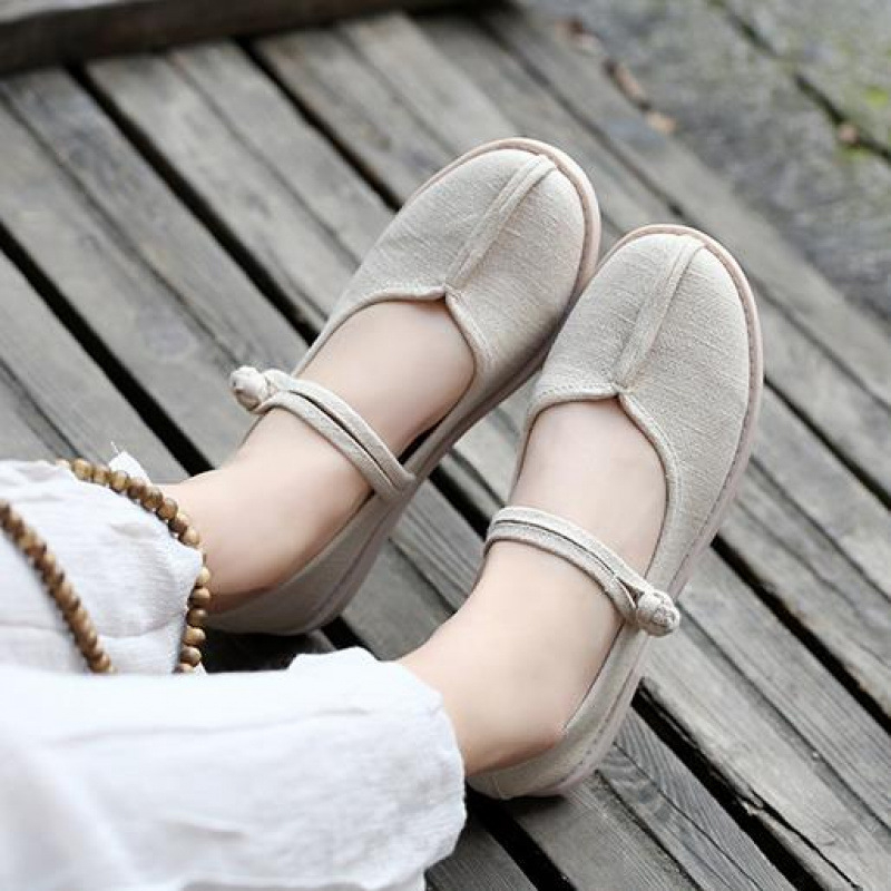 Ženske tenisice visokog profila od platna s gornjim dijelom od pamuka i lana, mekana gumena potplat, Hanfu etno stil, Lolita inspiracija, proljeće 2019