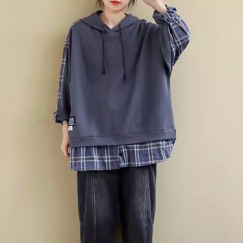 Ženski oversize hoodie s kapuljačom, jesenski korejski stil, opuštena silueta, plus veličina, moda za mamu