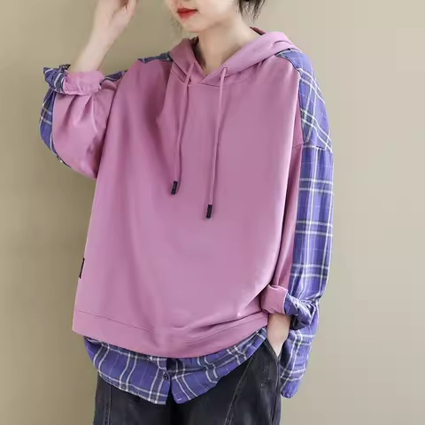 Ženski oversize hoodie s kapuljačom, jesenski korejski stil, opuštena silueta, plus veličina, moda za mamu