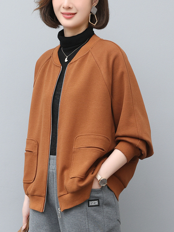 Ženska jakna sa zipom, proljeće-jesen, korejski casual stil, srednje debljine, sportska jakna