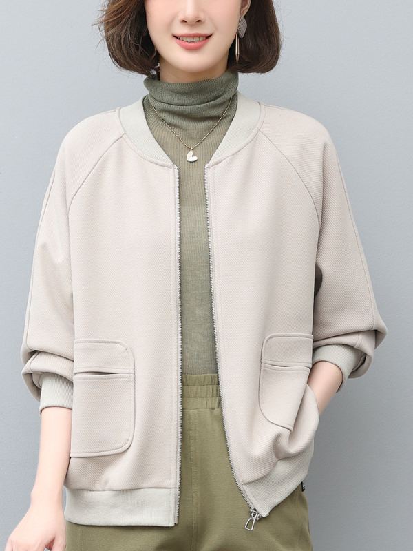 Ženska jakna sa zipom, proljeće-jesen, korejski casual stil, srednje debljine, sportska jakna