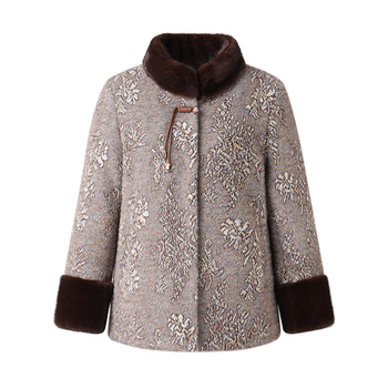 Jakna za jesen-zimu s fleec podstavom od mink velura za žene srednje dobi i starije dobi, elegantna