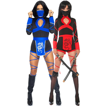 Ženski kostim za Halloween: zmaj ninja samuraj, japanski stil, veličine S-XXL
