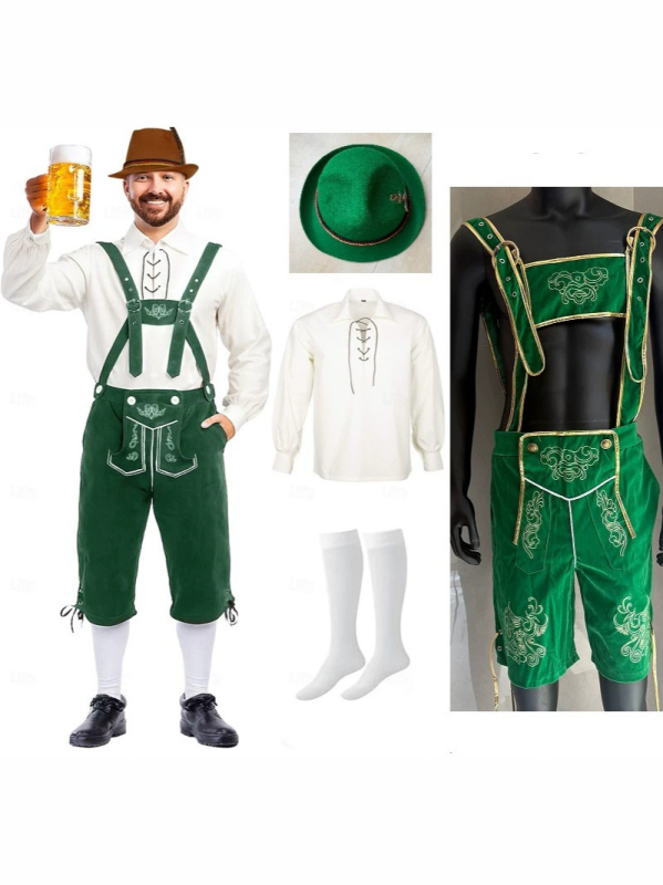 Halloween njemački Oktoberfest kostim: retro kombinezon za odrasle s kapom, čarapama i gornjim dijelom