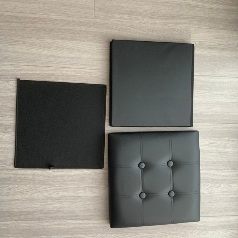 PVC kožni spremišni tabure, kvadratni 38 cm, kapacitet 50 L, višenamjenski za dnevni boravak