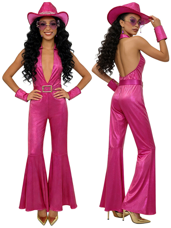Unisex hippie party kombinezon s širokim nogama – retro disco hip-hop stil