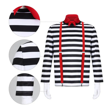 Francuski mime mačka unisex cosplay kostim s prugama za festival mime i Halloween na pozornici