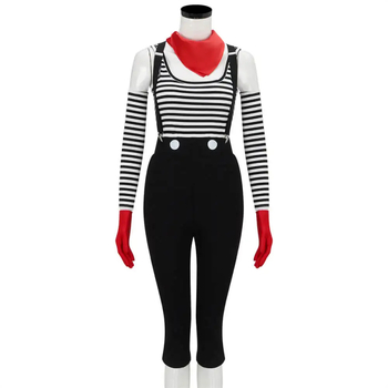 Francuski mime mačka unisex cosplay kostim s prugama za festival mime i Halloween na pozornici