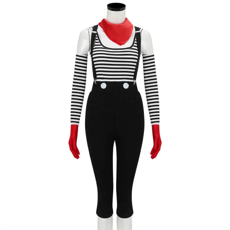 Francuski mime mačka unisex cosplay kostim s prugama za festival mime i Halloween na pozornici