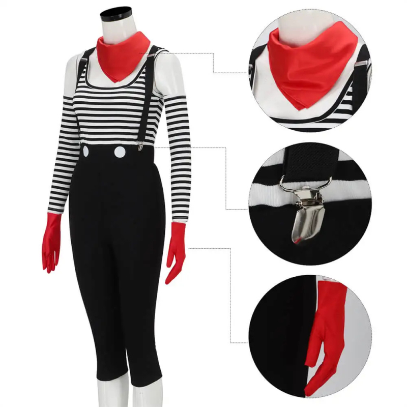 Francuski mime mačka unisex cosplay kostim s prugama za festival mime i Halloween na pozornici