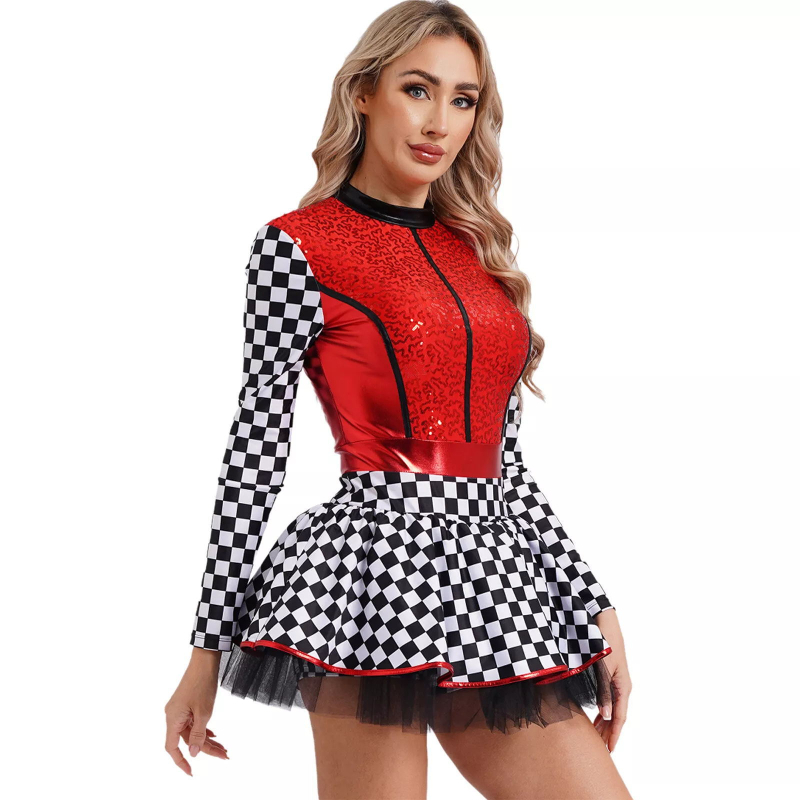 Halloween kostim za scenu: jednobojni kombinezon za model automobila i navijačicu