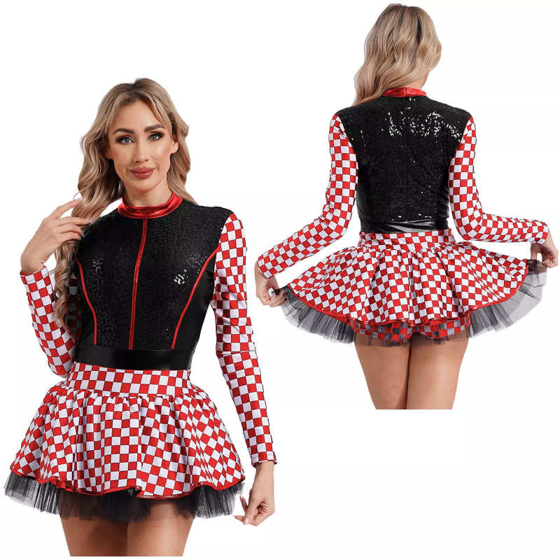 Halloween kostim za scenu: jednobojni kombinezon za model automobila i navijačicu