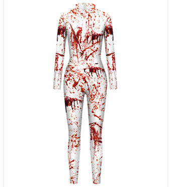 Ženski Halloween kombinezon s digitalnim otiskom krvavih mrlja za scenske nastupe
