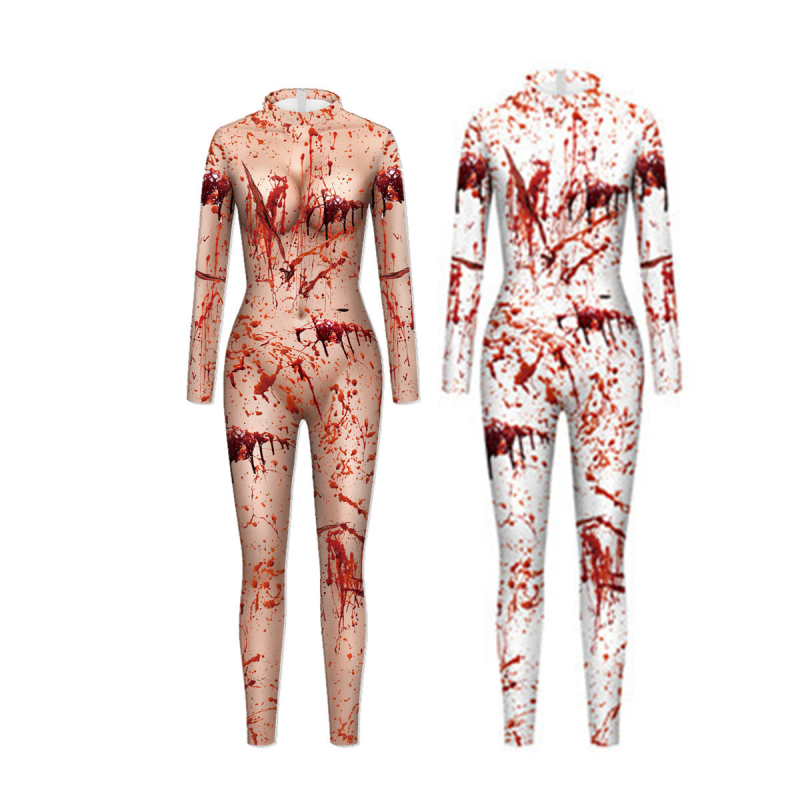 Ženski Halloween kombinezon s digitalnim otiskom krvavih mrlja za scenske nastupe