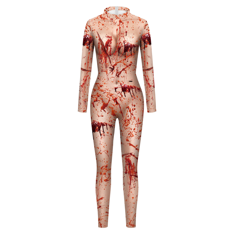 Ženski Halloween kombinezon s digitalnim otiskom krvavih mrlja za scenske nastupe