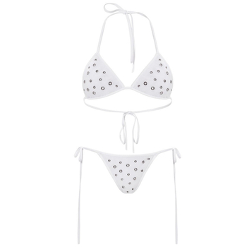 Ženski dvodijelni bikini s točkicama i halter vrhom, poliester, ljeto 2025