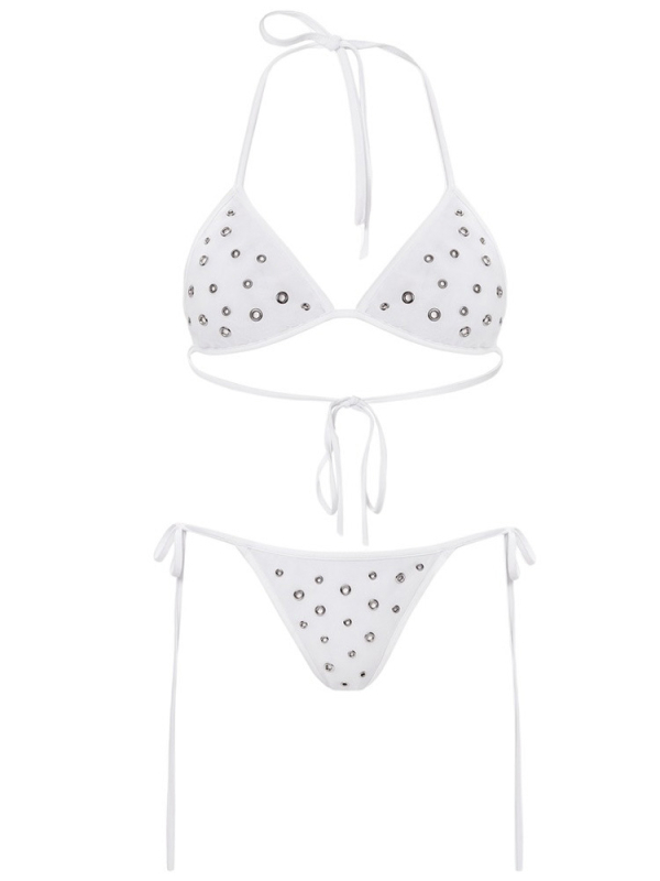 Ženski dvodijelni bikini s točkicama i halter vrhom, poliester, ljeto 2025