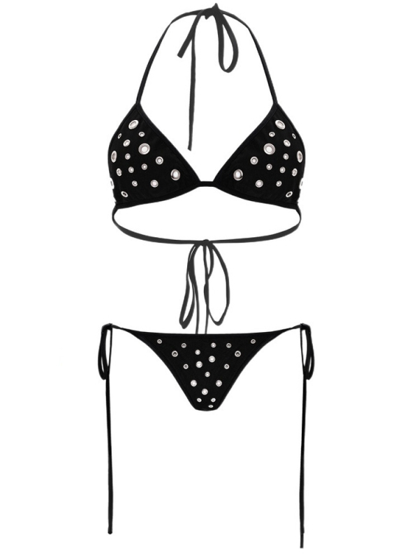 Ženski dvodijelni bikini s točkicama i halter vrhom, poliester, ljeto 2025