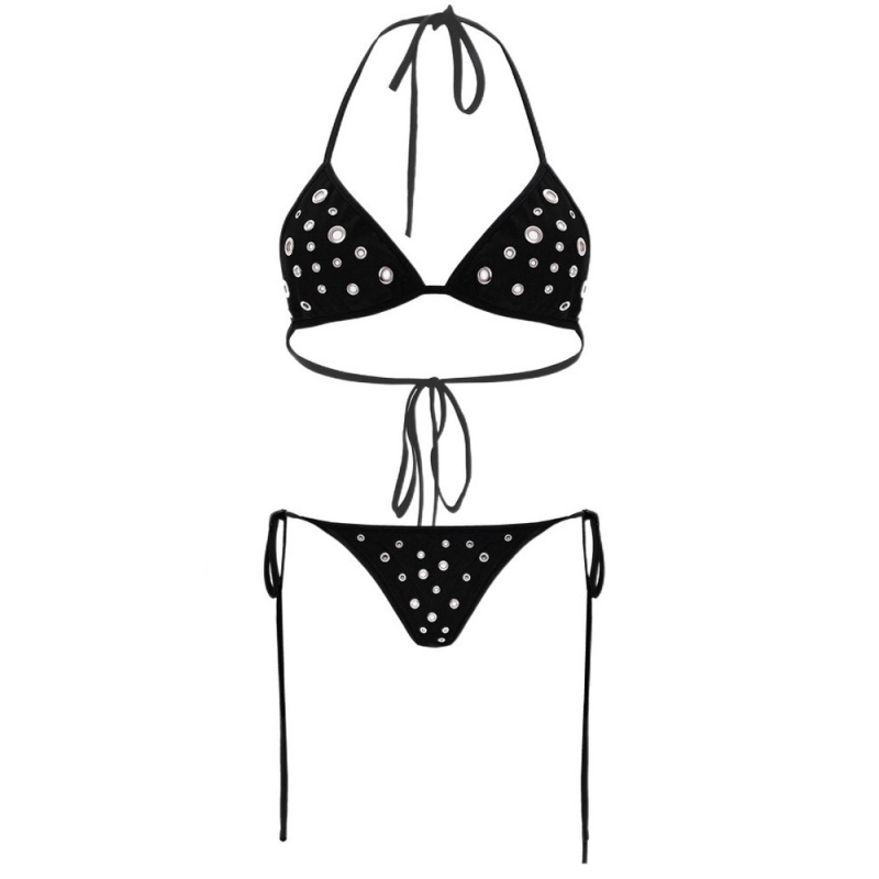 Ženski dvodijelni bikini s točkicama i halter vrhom, poliester, ljeto 2025