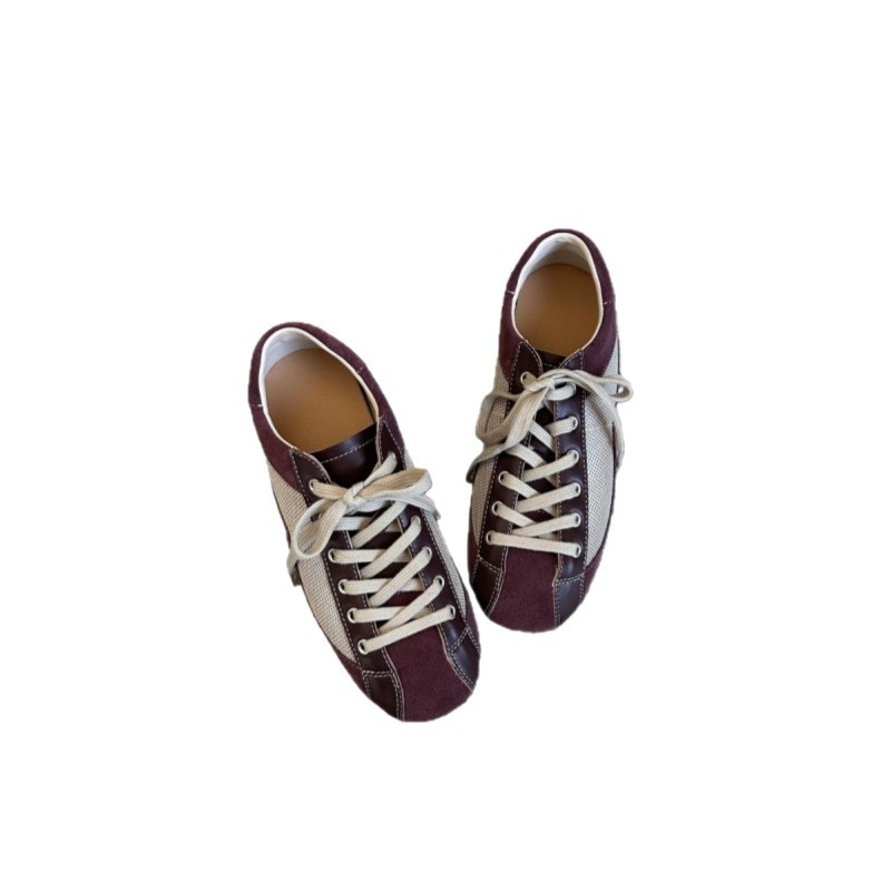 Ženske retro tenisice s vezicama, koža s color-block dizajnom, casual tenisice za svakodnevnu upotrebu s povećanjem visine