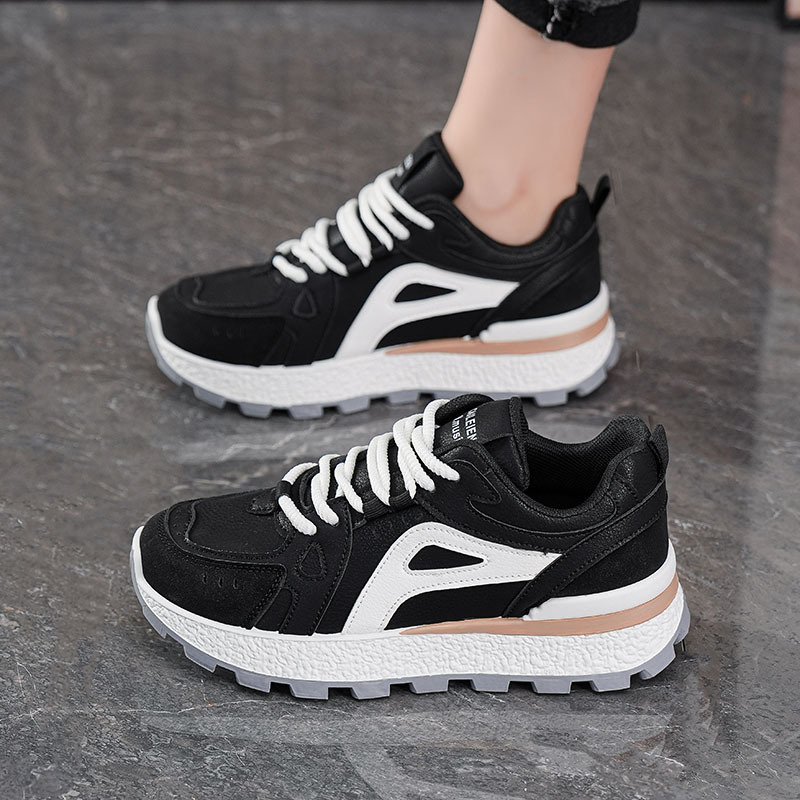 Ženske tenisice u korejskom stilu, dad sneakers, bijele, s debelom potplatom za povećanje visine, svakodnevne sportske, prednje vezivanje šnornom, prozračna mrežasta podstava, protuklizna potplat