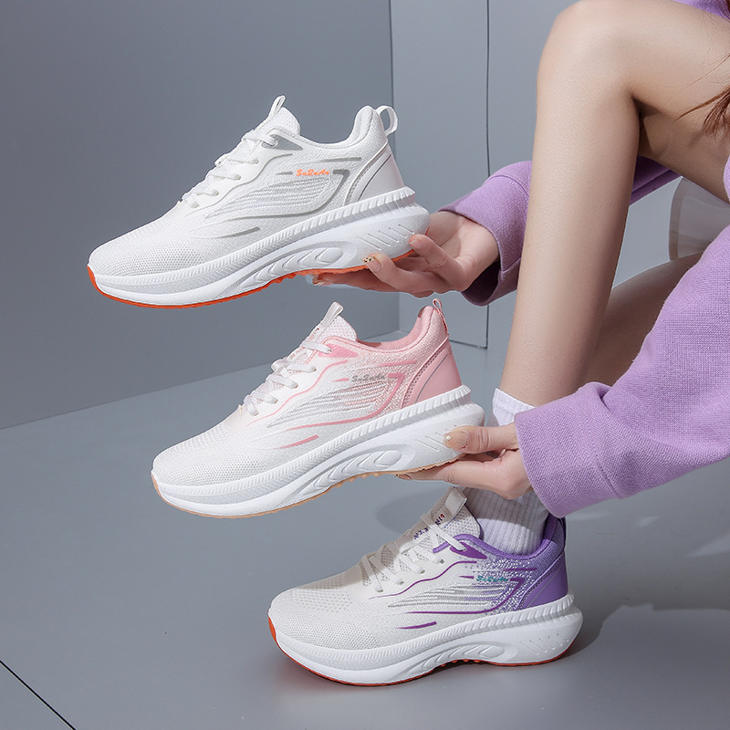 2026 Άνοιξη Flyknit Παπούτσια, Γυναικείο Κορεατικού Στυλ, Διαπνέον Δίκτυο Αθλητικά Casual Sneakers με Παχιά Σόλα για Τρέξιμο