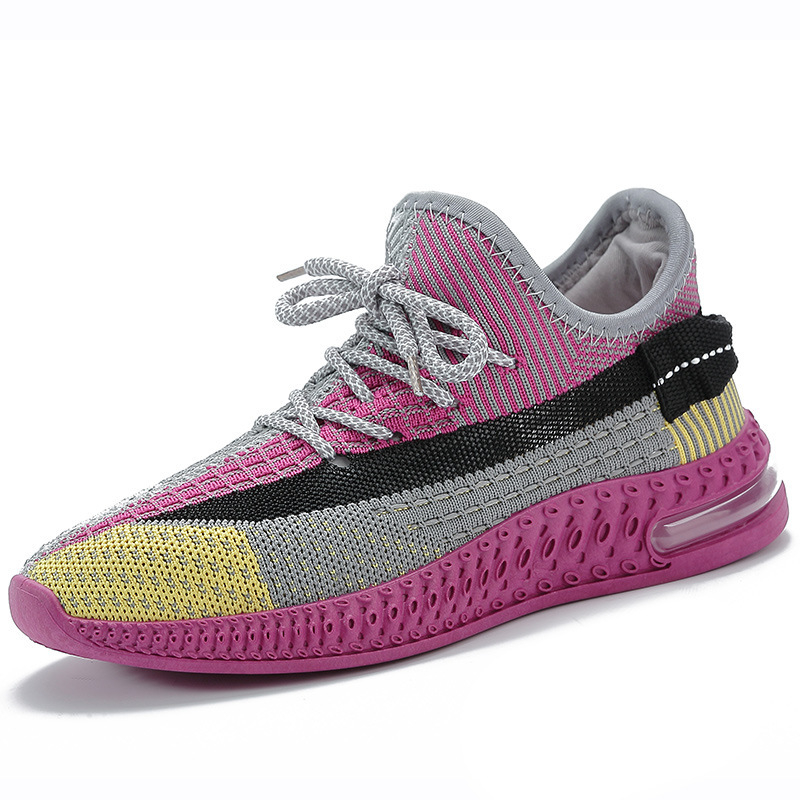 Ženske Flyknit tenisice 2025 proljeće – prozračne, lagane, s blok boja, korejski stil, mekana potplata