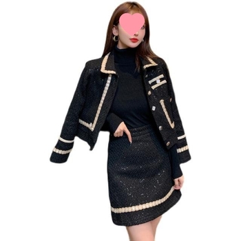 Kostim s suknjom od tweeda, inspiriran francuskim retro stilom, ženstvena elegancija za proljeće i jesen