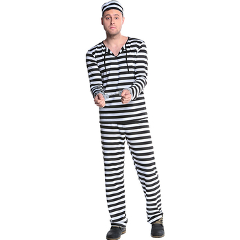 Zatvorenik kostim s prugama za odrasle – Halloween cosplay, party outfit za muškarce i žene